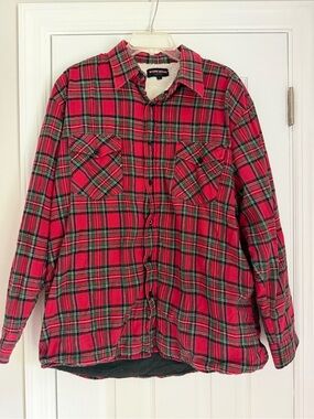 Workwear Red Plaid Sherpa-Lined Men's Jacket